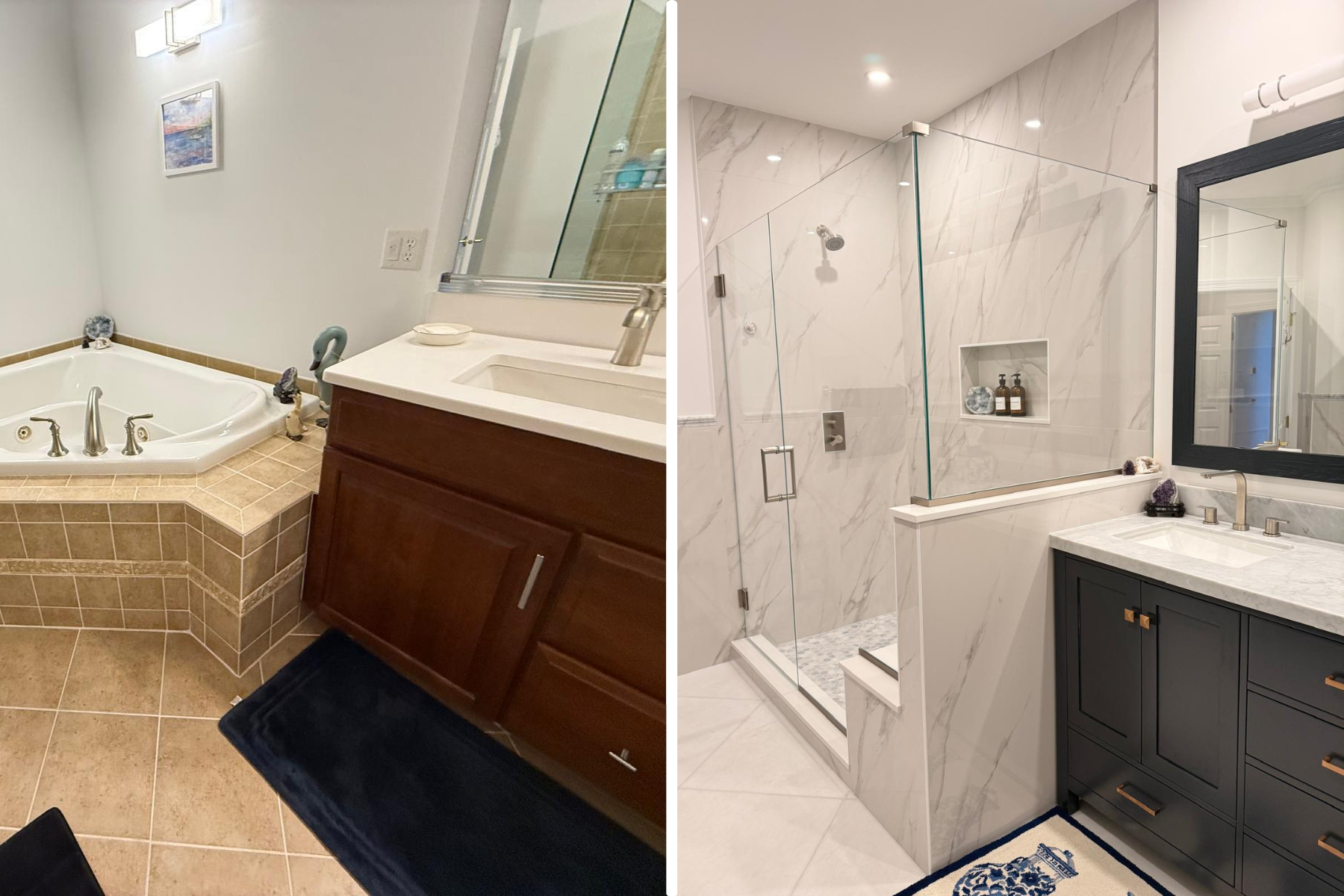 Bathroom remodel before and after