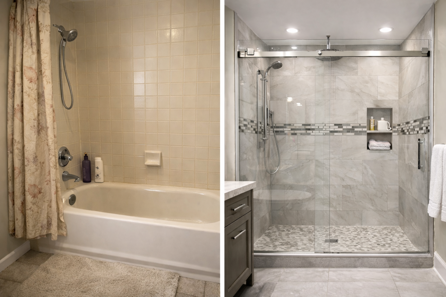 Bathroom transformation before and after