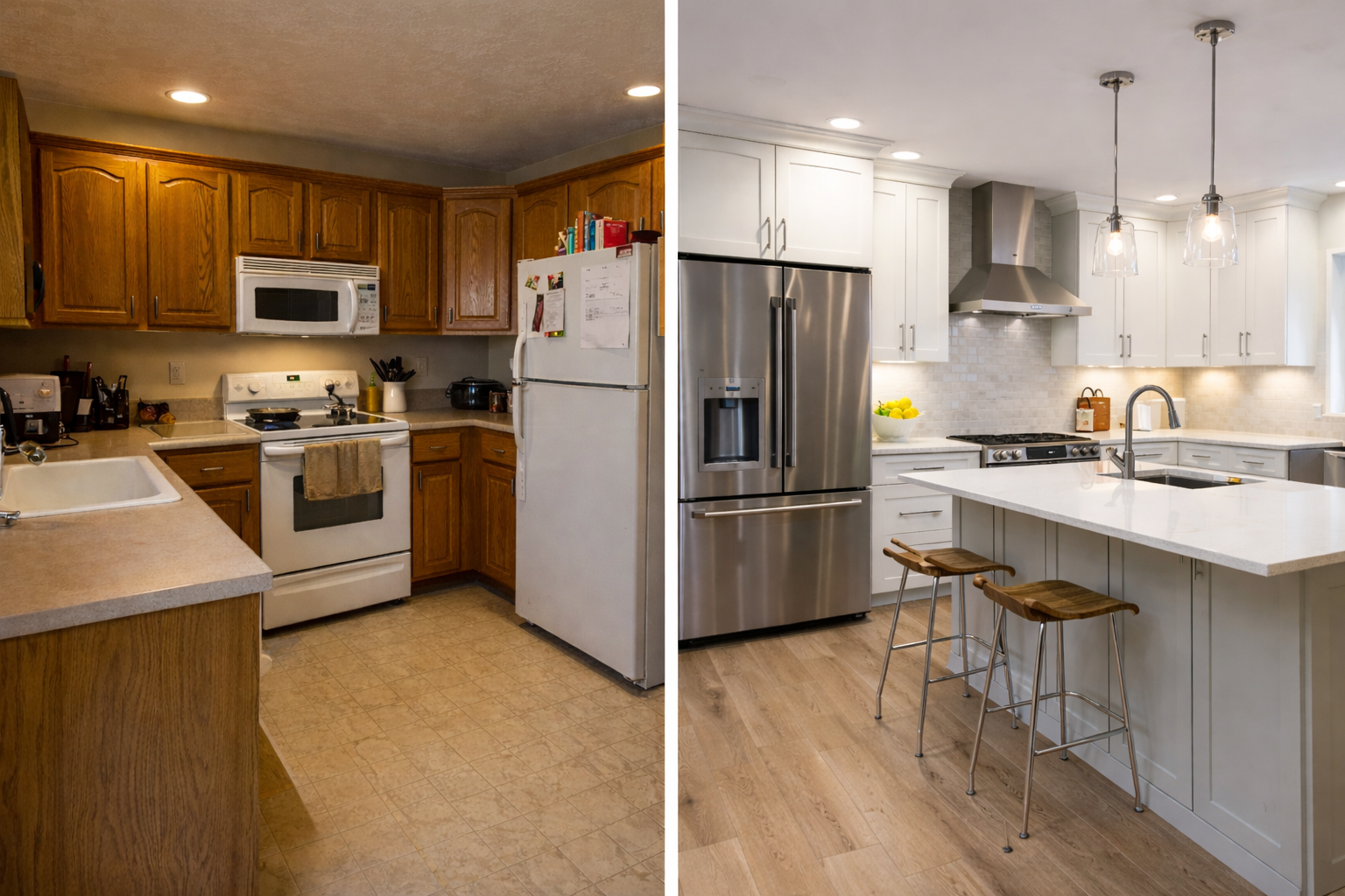 Kitchen remodel before and after