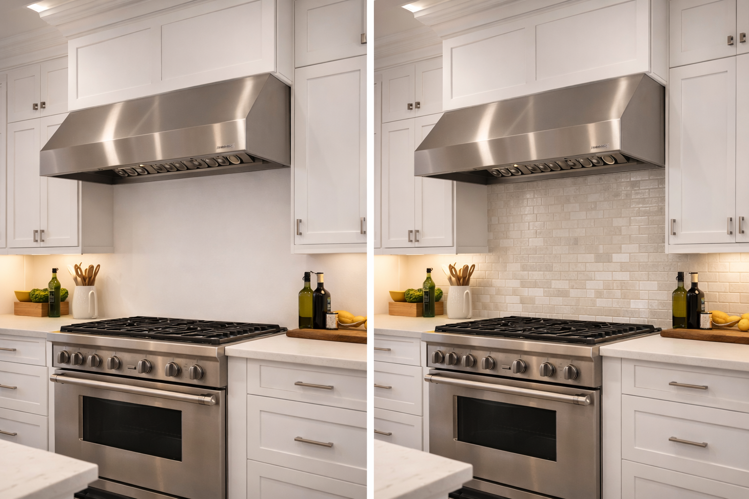 Kitchen backsplash before and after